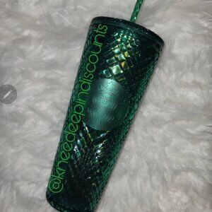 -Brand new Starbucks 2022 Anniversary Green Jeweled Tumbler Venti‎ 24 oz.
